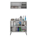 Ver imagem 4 de Conjunto Lavanderia Retrô Multiuso Armário Aéreo e Balcão 3 Portas Multimóveis Mp5050 Branco/