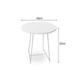 Mesa de Canto Lateral Amsterdã Alta Redonda - Branco e Branco - 6