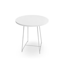 Mesa de Canto Lateral Amsterdã Alta Redonda - Branco e Branco - 1