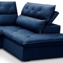 Ver imagem 7 de Sofá 3 Lugares Retrátil Reclinável Chaise Direito 258cm Bergen F04 Veludo Azul - Lyam Decor