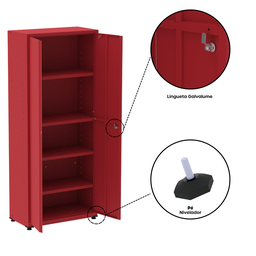 Armário 2 Portas Aço 4 Prateleiras AP409SL  - 8