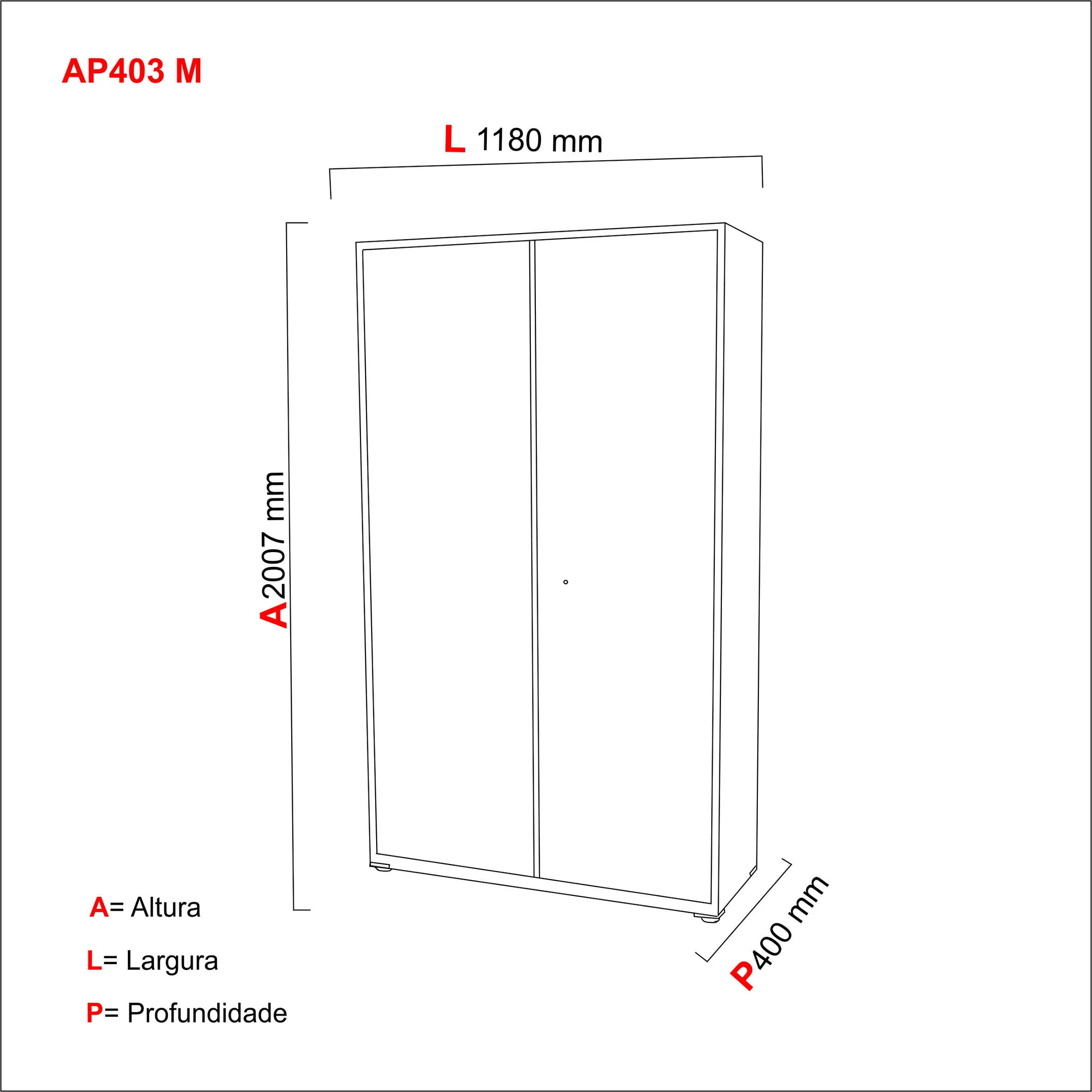 Armário 2 Portas com Chave 4 Prateleiras AP403SL Aço  - 6