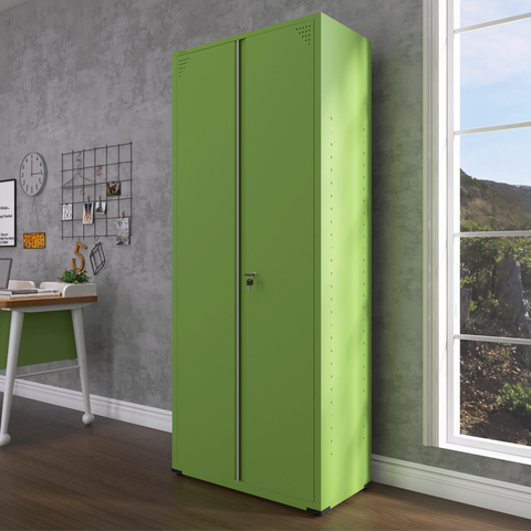 Armário de Aço 2 Portas 4 Prateleiras com Chave AP409SL Verde/Miró