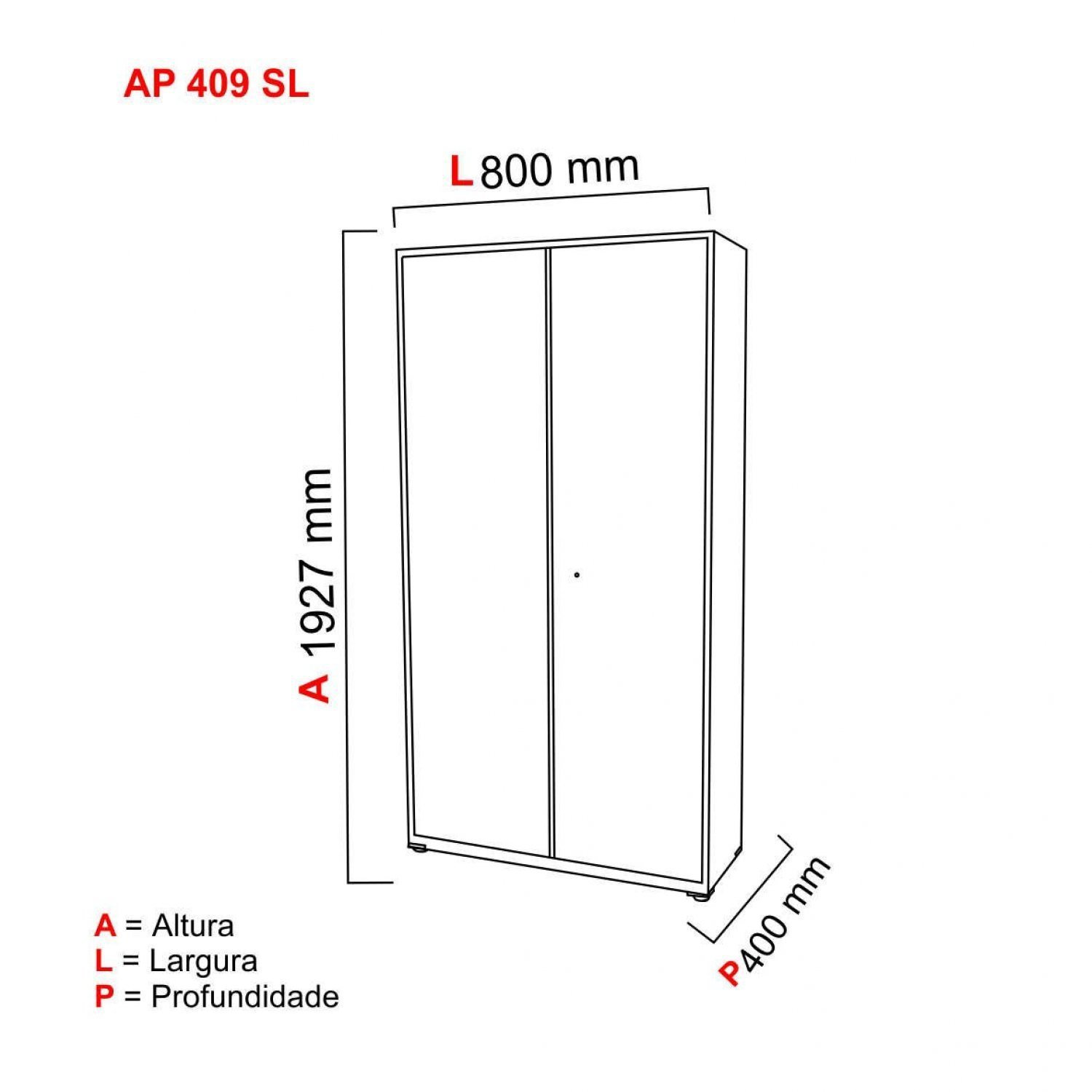 Armário 2 Portas Aço 4 Prateleiras AP409SL  - 4