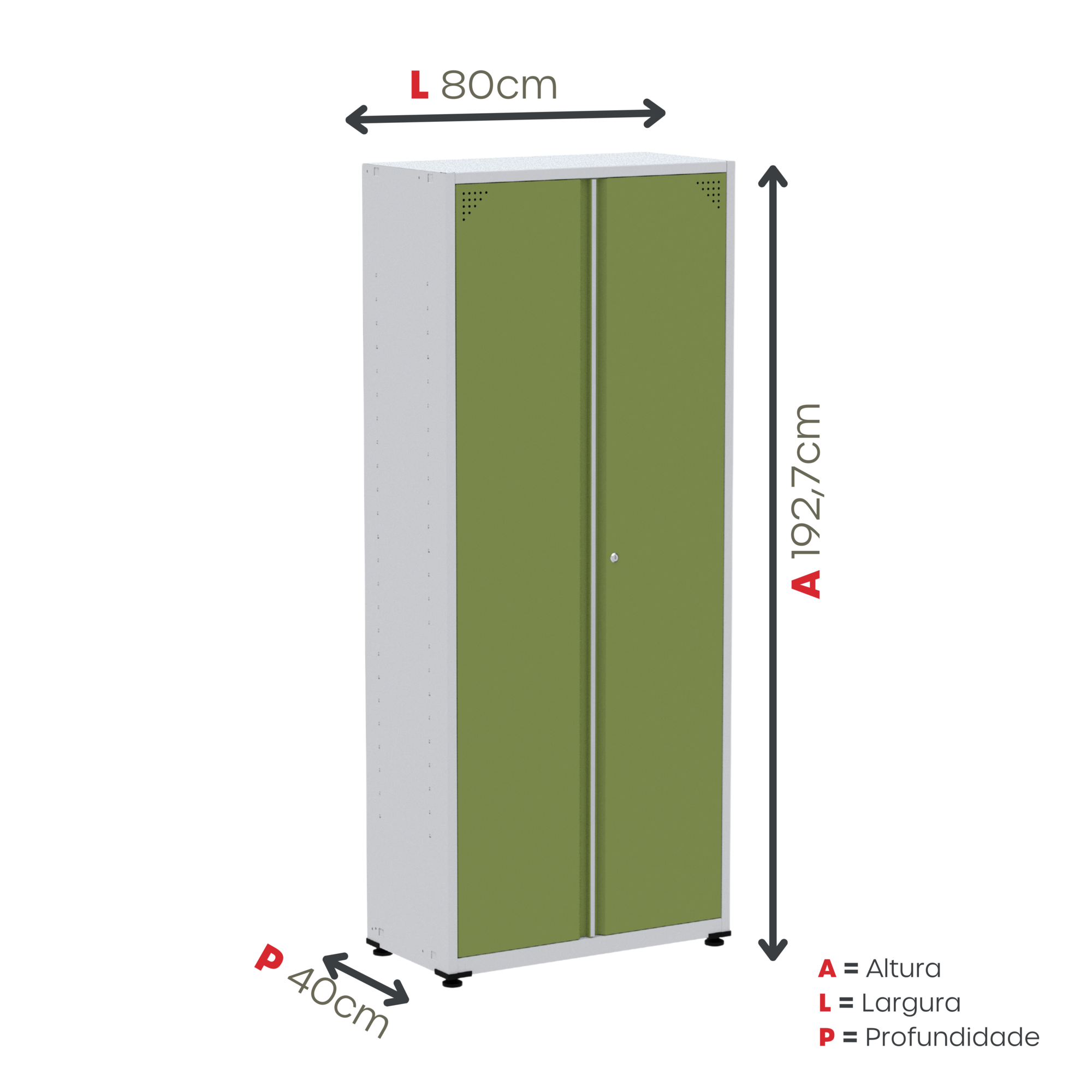 Armário 2 Portas Aço 4 Prateleiras AP409SL  - 5