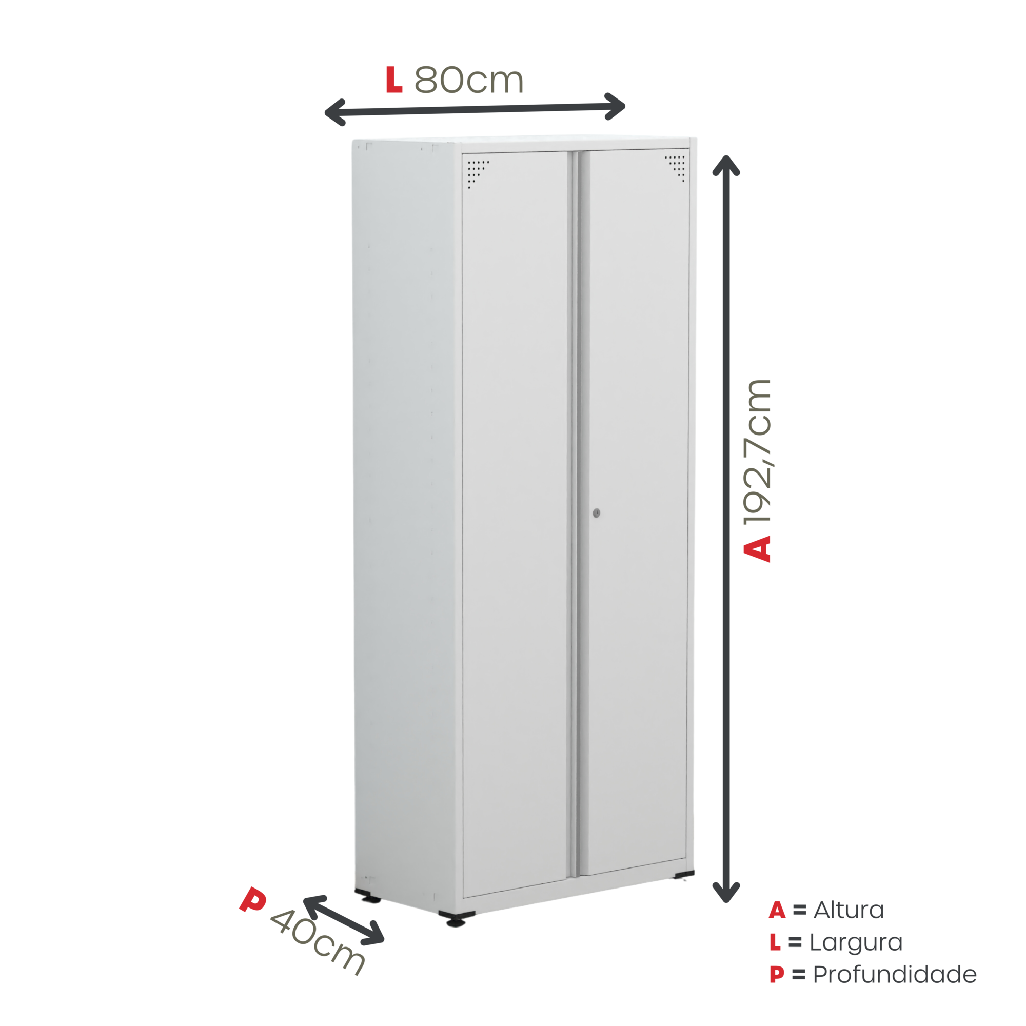 Armário 2 Portas Aço 4 Prateleiras AP409SL  - 5