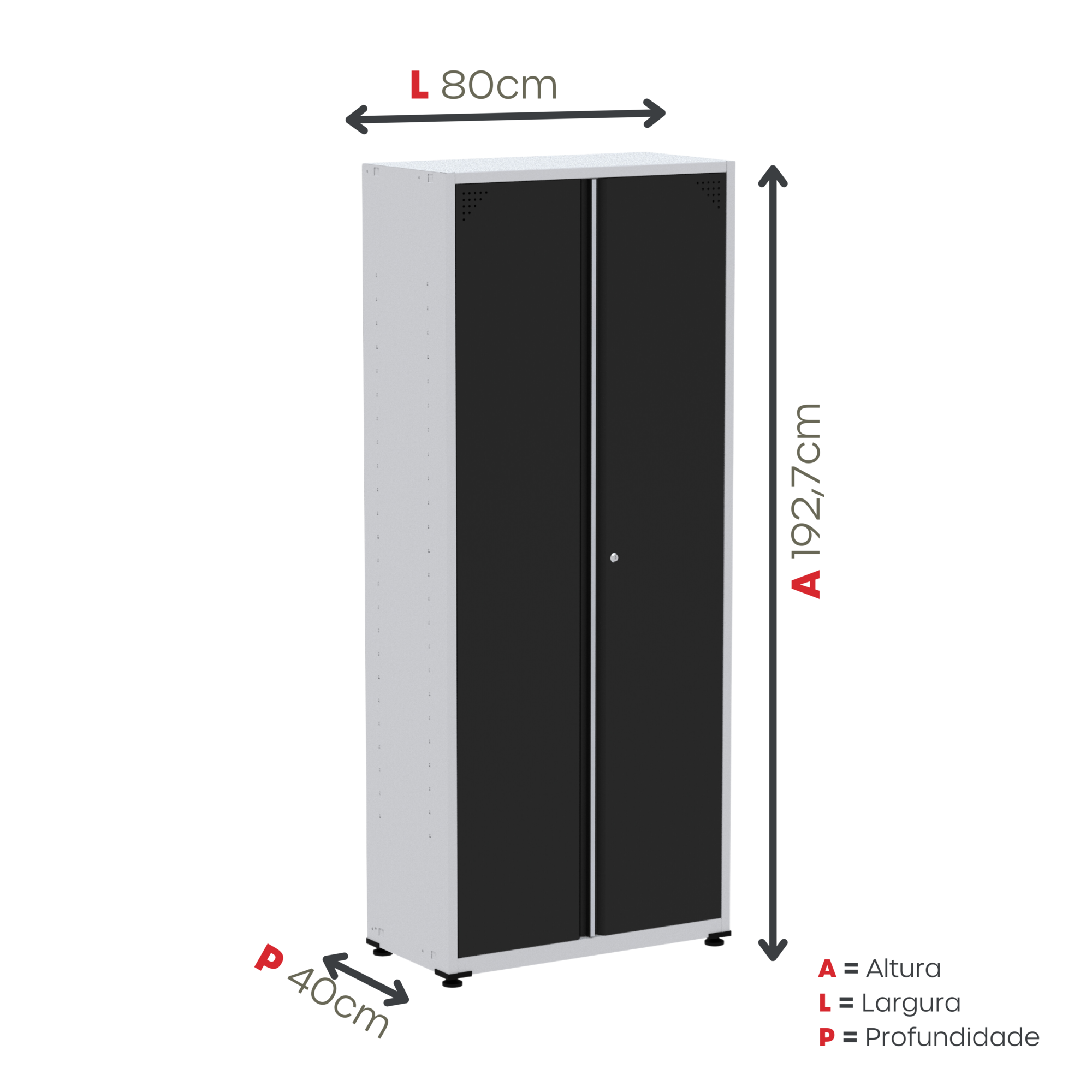 Armário 2 Portas Aço 4 Prateleiras AP409SL  - 5