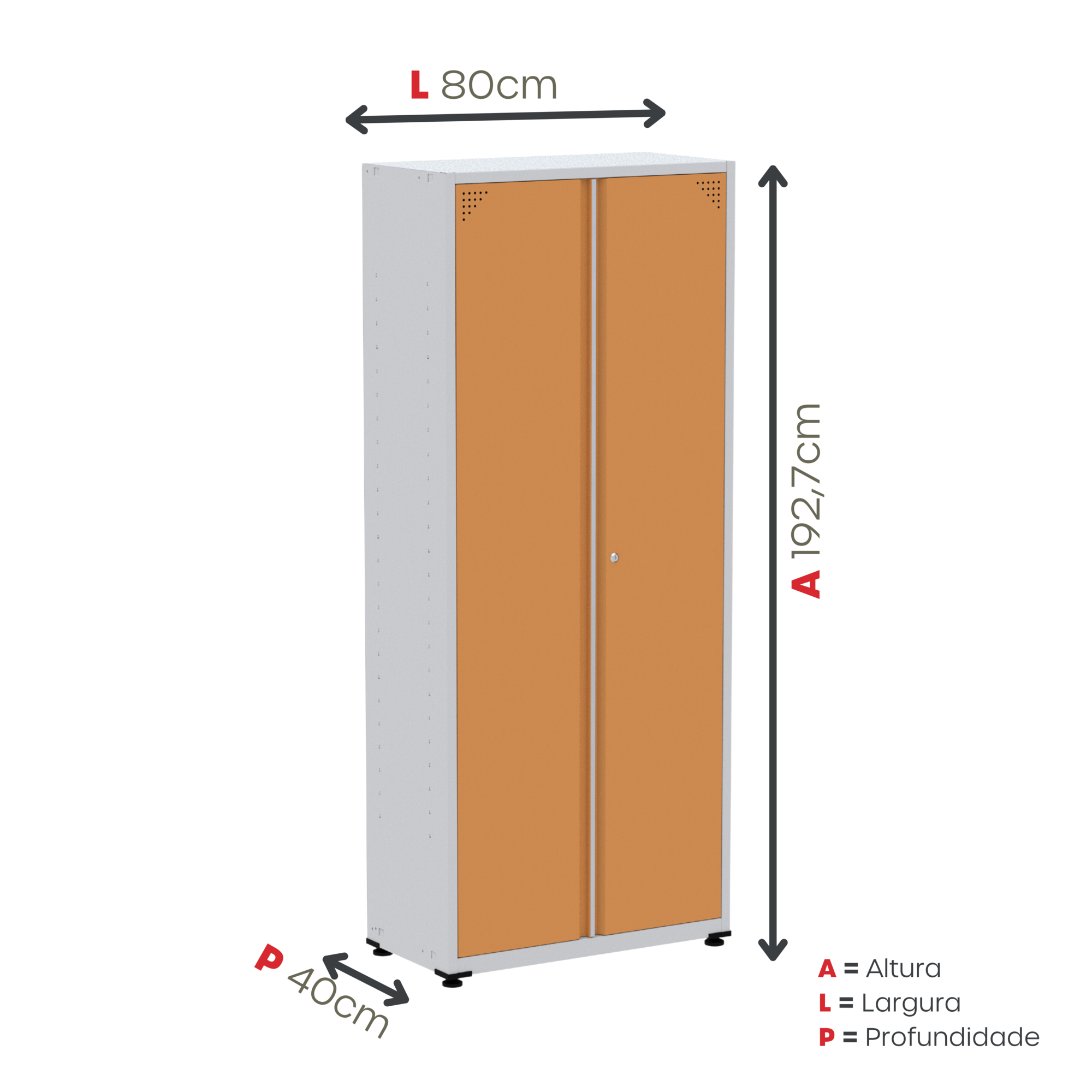 Armário 2 Portas Aço 4 Prateleiras Ap409Sl - 5