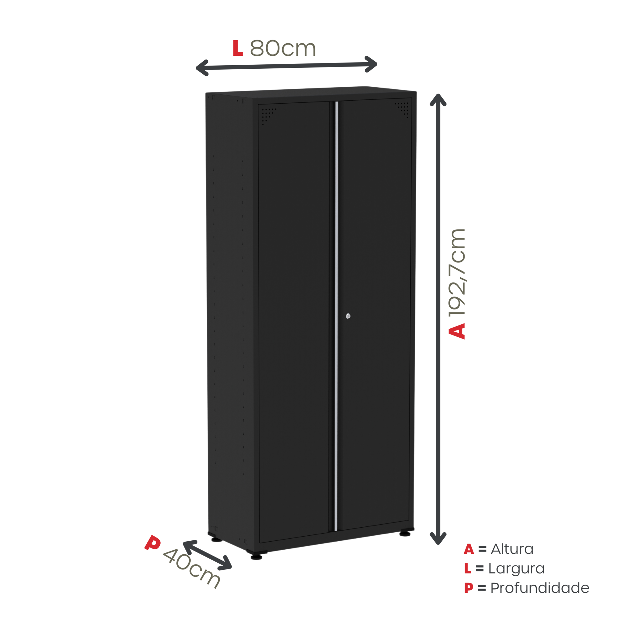 Armário 2 Portas Aço 4 Prateleiras AP409SL  - 5