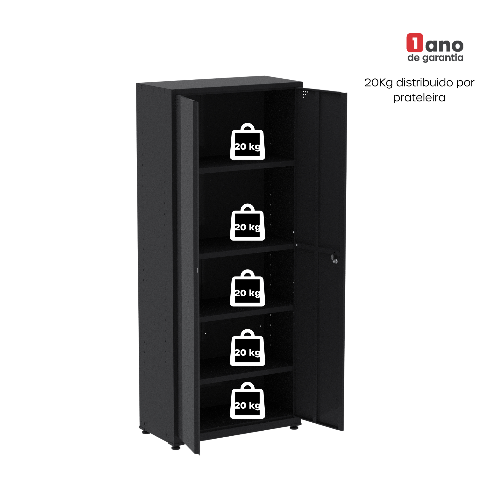 Armário 2 Portas Aço 4 Prateleiras AP409SL  - 7