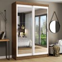 Ver imagem 1 de Guarda-Roupa Solteiro Madesa Tokio 2 Portas de Correr de Espelho 2 Gavetas Rustic/Branco Cor:Rustic/