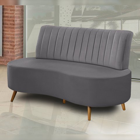Sofá Decorativo 1,60M 2 Lugares Katara Veludo Bege - Gran Belo