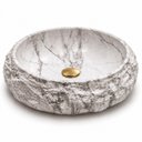 Ver imagem 2 de Cuba Rústica Pedra Calacata em Resina Mineral Oval Goldenx