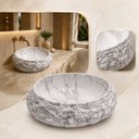 Ver imagem 1 de Cuba Rústica Pedra Calacata em Resina Mineral Oval Goldenx