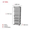 Armário 1 Portas com moldura 4 Prateleiras AP190SL Aço  - 5