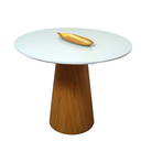Ver imagem 2 de Mesa de Jantar Cone 80 cm Base Madeira Freijó Tampo Laca Branca + Vidro