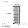 Armário 1 Portas com moldura 4 Prateleiras AP190SL Aço  - 5