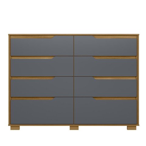 Comoda Georgia Quarto com 8 Gavetas Freijo/cinza