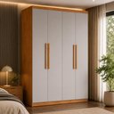 Ver imagem 3 de Guarda-Roupa Solteiro 100% MDF 4 Portas e 2 Gavetas Multimóveis CR35504 Madeirado/Off White