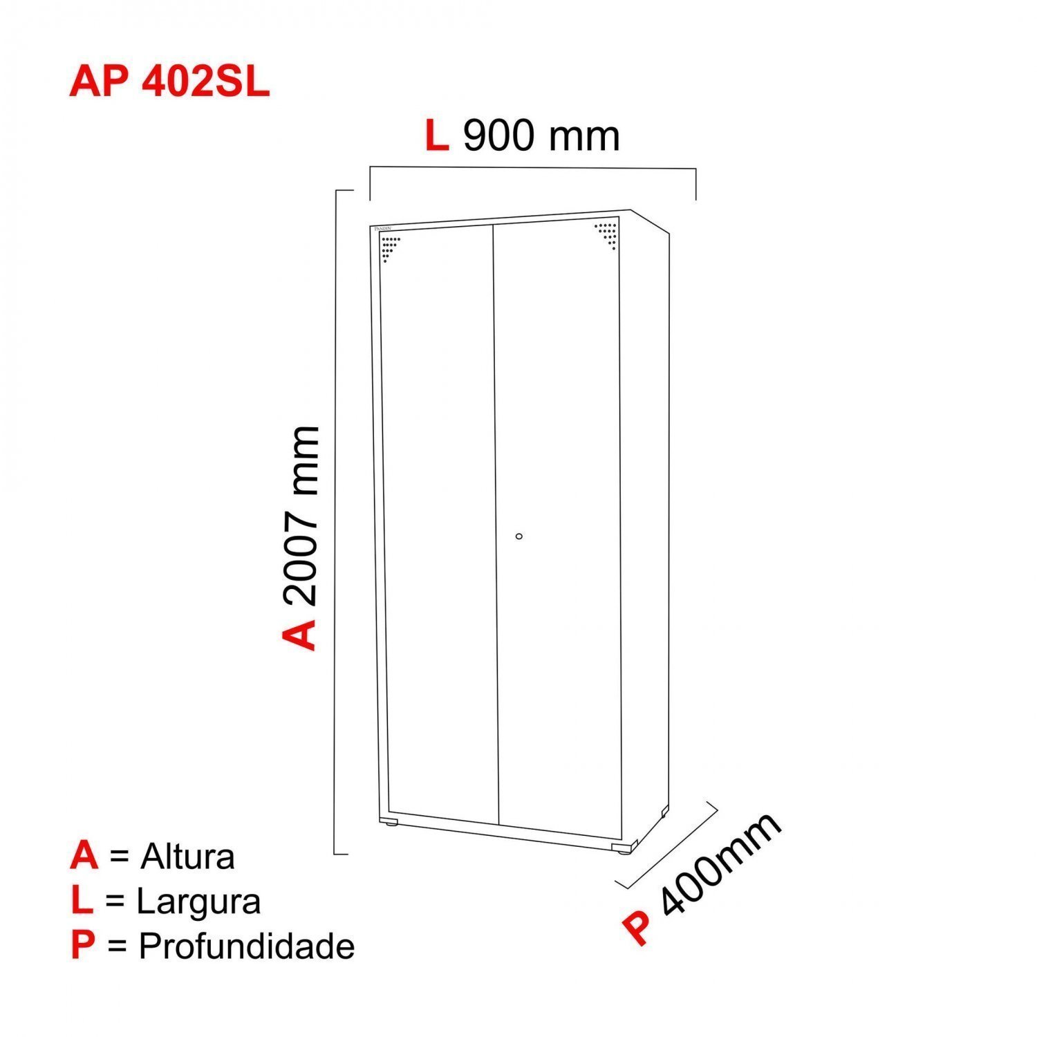 Armário 2 Portas 4 Prateleiras Aço AP402SL  - 4