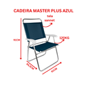 Ver imagem 2 de Cadeira Praia Mor Masterplus Azul Alumínio Super Confortável
