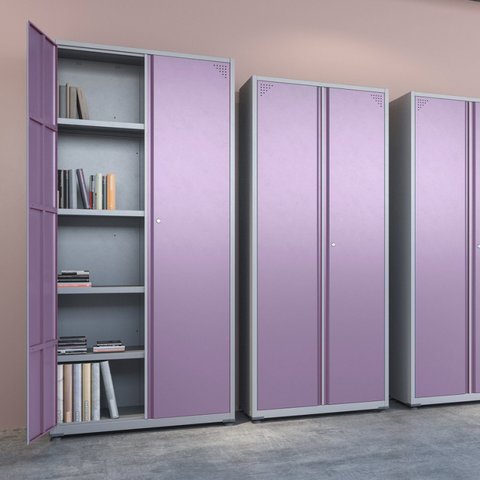 Armário 2 Portas 4 Prateleiras Aço com Chave para Escritório Cinza Lilás Roxo/Diversas Opções de Cores
