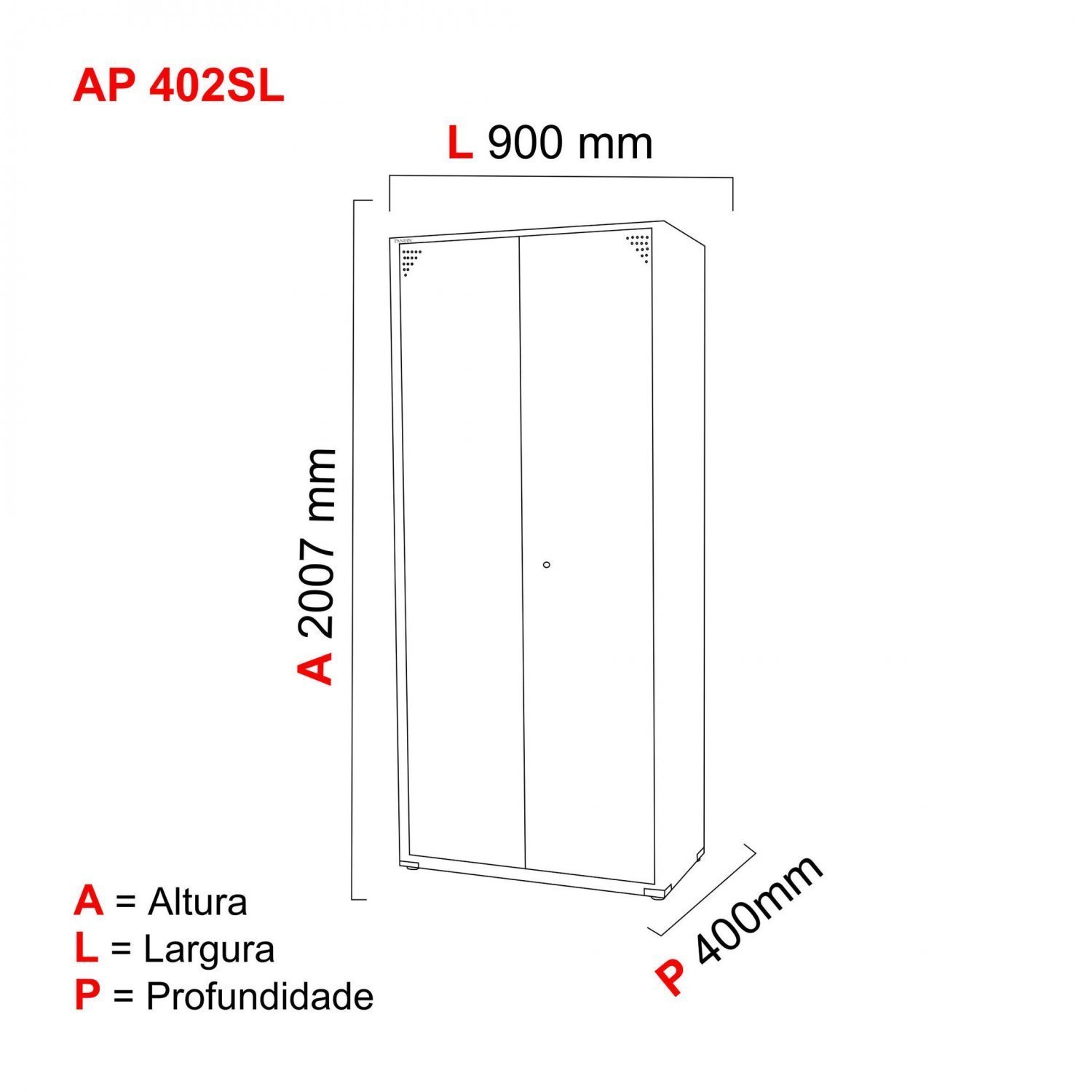 Armário 2 Portas 4 Prateleiras Aço AP402SL  - 3