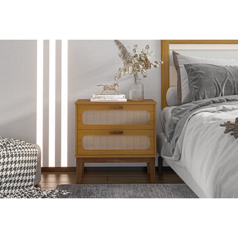 Mesinha de Cabeceira Retro Alto Padrão Estilo Europeu Santorini 60cm Nature