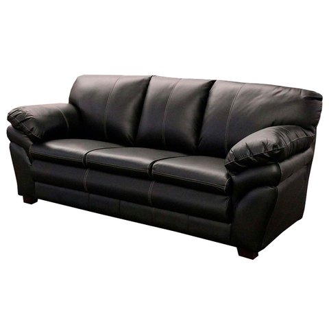 Sofá de Couro 3 Lugares Paris 216cm M06 Cor Preto 450 - ADJ DECOR