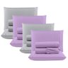 Kit c/ 4 Jogos Cama Lençol Unique Casal Padrão Micro Percal 400 Fios Ponto Palito 4 Peças - Lilás +  - 1
