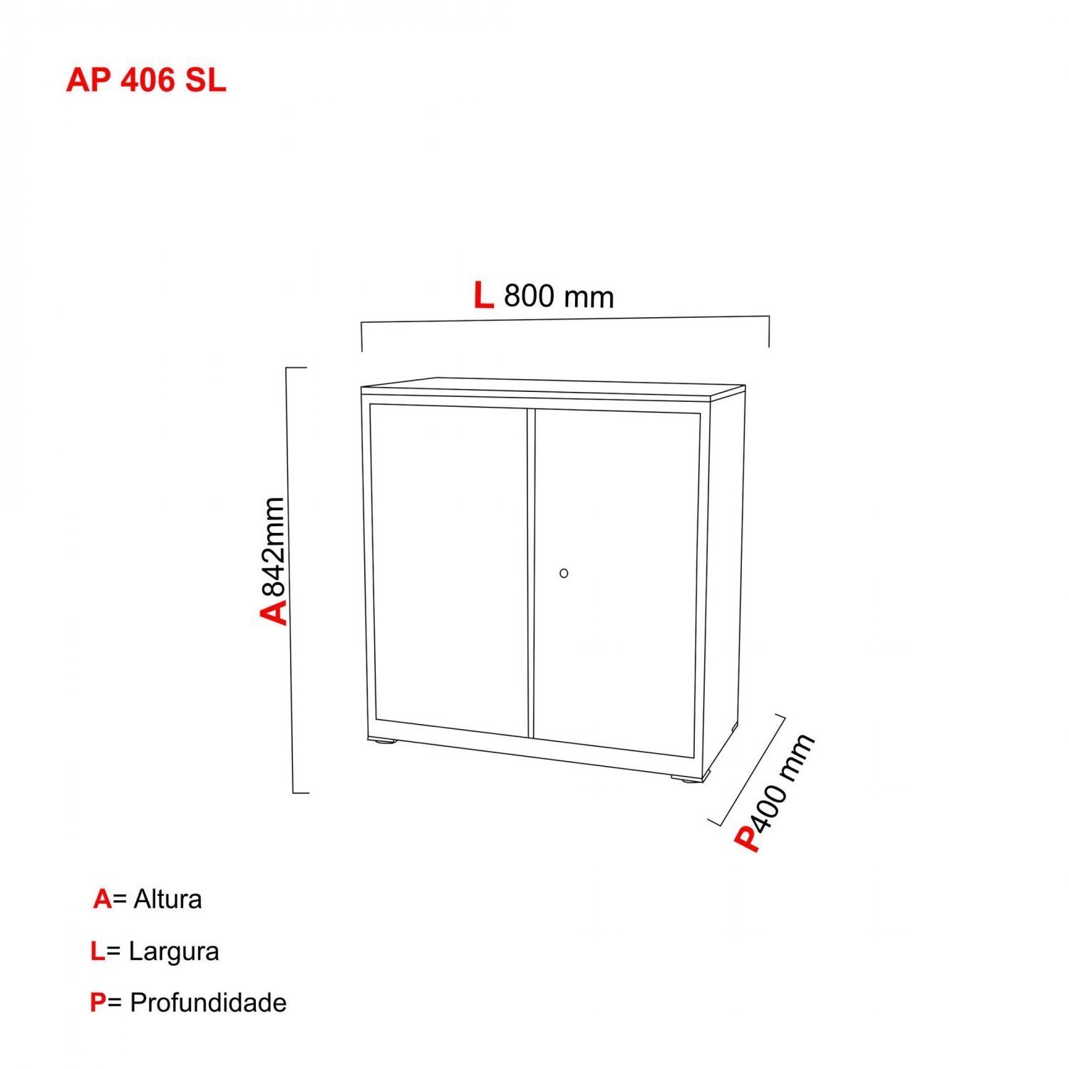 Armário de Aço 2 Portas com Chave AP406SL Pandin Móveis - 4