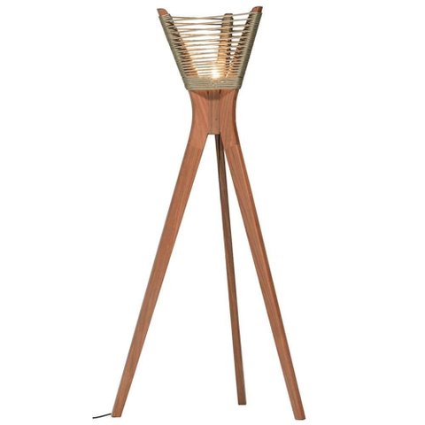 Luminária Moza Ozki 145 Cm (altura) Madeira Eucalipto Amêndoa Corda Redonda Prata