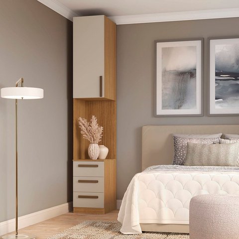Mesa de Cabeceira Modulada 1 Porta 3 Gavetas 100% MDF Trend Altezza