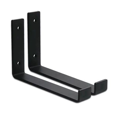 Kit 2 Mão Francesa Suporte Prateleira Invertido 20cm Preta em Ferro - Gastrobel