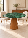 Ver imagem 1 de Mesa de Jantar Orgânica Prune Marmore Verde Guatemala 110x97cm Cone Freijó