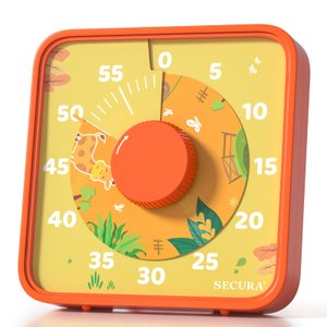 Secura Timer Visual 60 Minutos com Imã para Crianças, Cozinha e Sala (laranja)