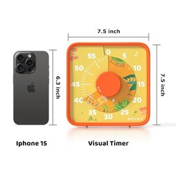 Secura Timer Visual 60 Minutos com Imã para Crianças, Cozinha e Sala (laranja) - 7