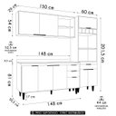 Ver imagem 4 de Armário de Cozinha com Tampo Cp02 210cm Pérola Preto Z34 - Mpozenato