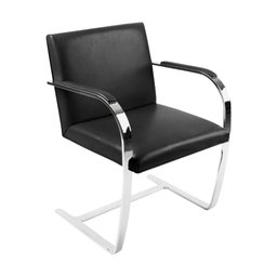 Kit 2 Cadeiras Brno Escritório Couro Sintético Preto Barra Chata Cromada - 3