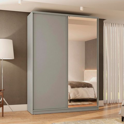 Guarda Roupa Bend em Mdf 174x240cm 2 Portas com Espelho Grigio C831