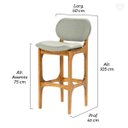 Ver imagem 4 de Kit 7 Banquetas Alta Estofada Rafine Madeira Maciça Castanho Linho Verde