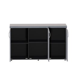 Armário Credenza com 03 Portas Pe 40 Pandin 1,20 M Grafito e Preto - 2 Armário Credenza com 03 Portas Pe 40 Pandin 1,20 M Grafito e Preto - 2