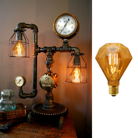 Lâmpada Diamante Filamento Led Vintage 4w Bocal Rosca E27 Luz 2200k Âmbar Bivolt para Decoração de P