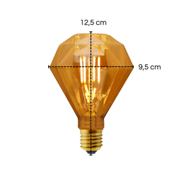Lâmpada Diamante Filamento Led Vintage 4W Bocal Rosca E27 Luz 2200K Âmbar Bivolt Para Decoração De P - 2