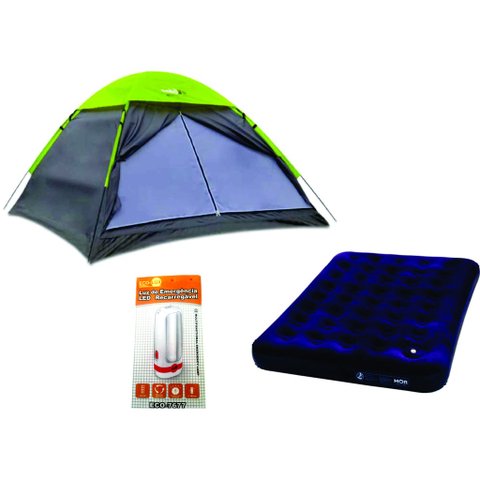 Barraca de Camping 3 Pessoas Weekend Colchão Casal e Lanterna