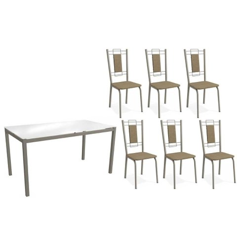 Mesa Cozinha Reno 150 + 6 Cad Florença Niquel/Cap Kappesberg