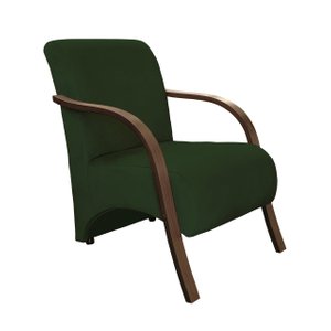 Poltrona Decorativa Stilo Braços em Madeira Dora Bela 0130 Verde Musgo