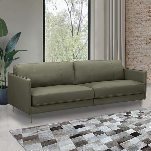 Sofá Decorativo Anthony 3 Lugares Sala de Estar 240cm Pés em Aço Couro Fendi G88 - Gran Belo