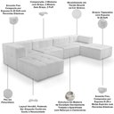 Ver imagem 4 de Sofá 6 Lugares para Sala Living Modular com Puff Lancaster F04 Bouclê Branco - Lyam Decor