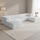 Ver imagem 2 de Sofá 6 Lugares para Sala Living Modular com Puff Lancaster F04 Bouclê Branco - Lyam Decor